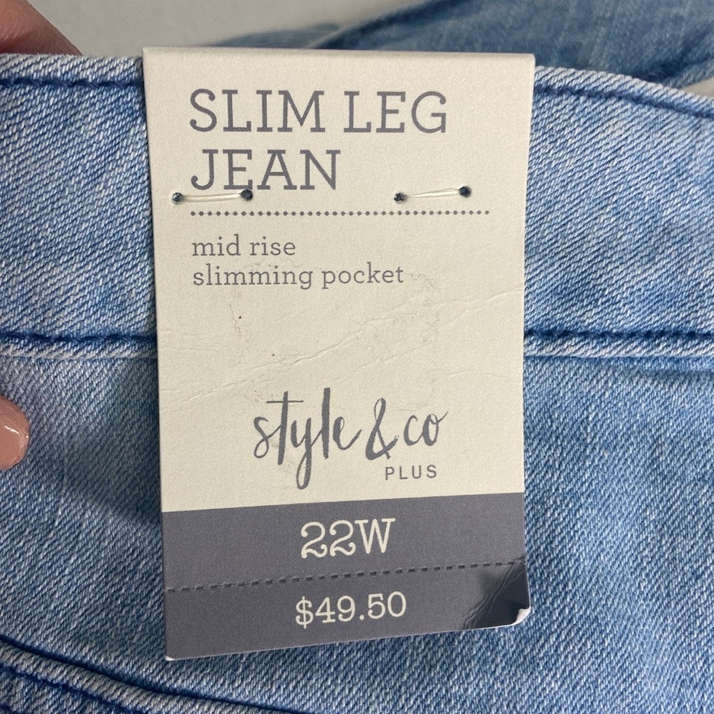 Style & Co Plus Size 22W Slim Leg Jean Mid-Rise - Picture 7 of 8